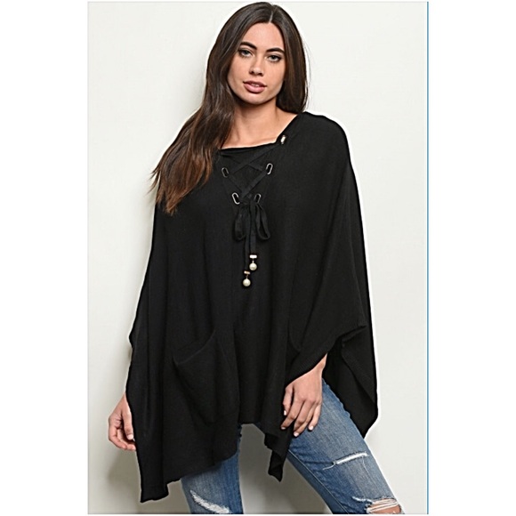 Gorgeous Poncho Hoodie Sweater Cardi O/S - Picture 3 of 7